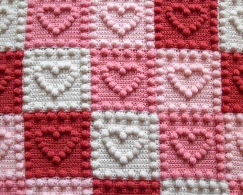 crochet heart blanket