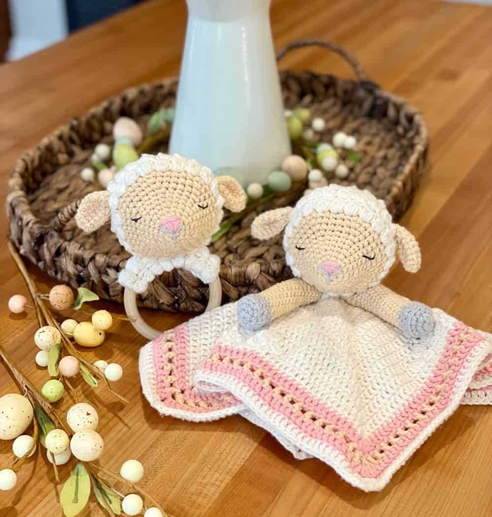 Crochet Lamb Rattle and Lovey