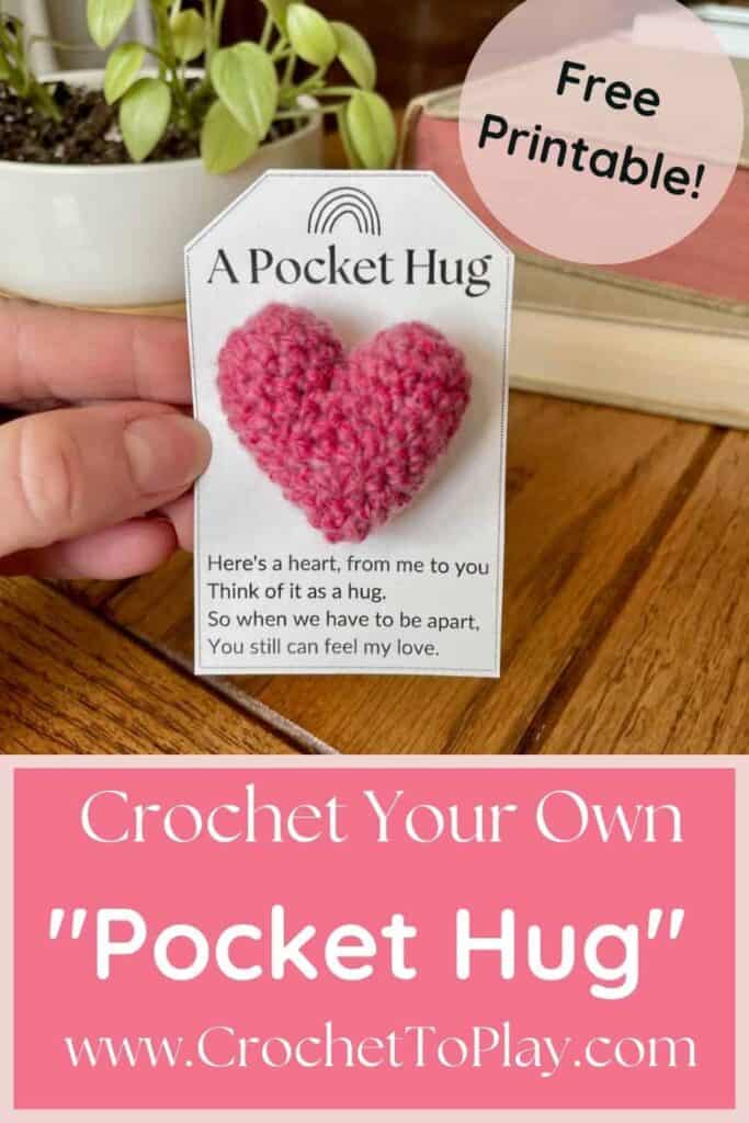 Pinterest image for pocket hug printable. 