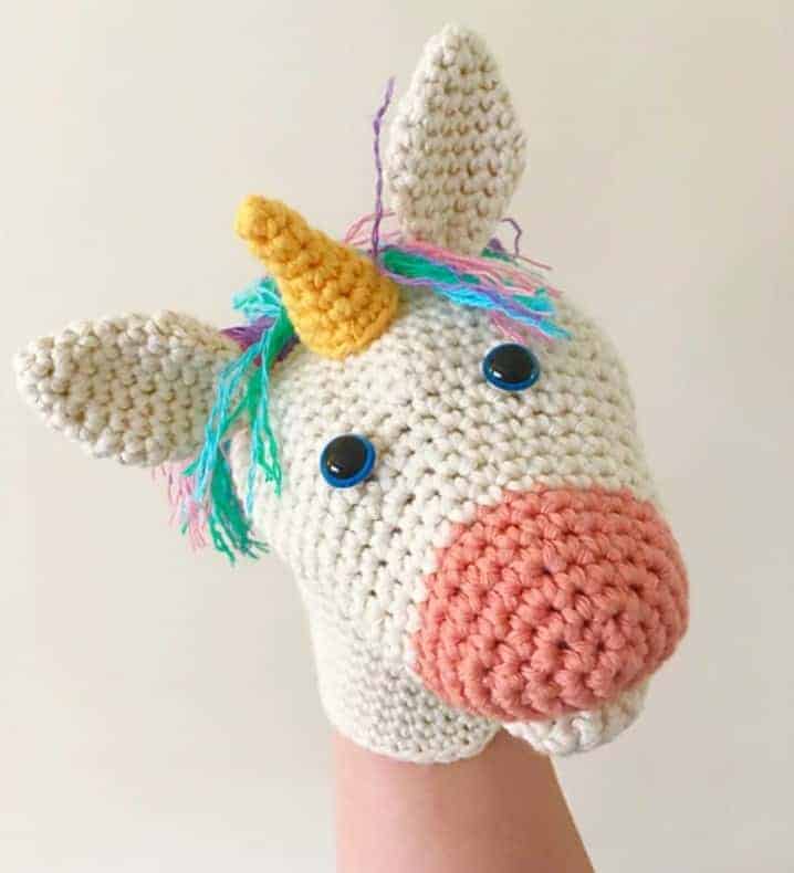 crochet unicorn puppet