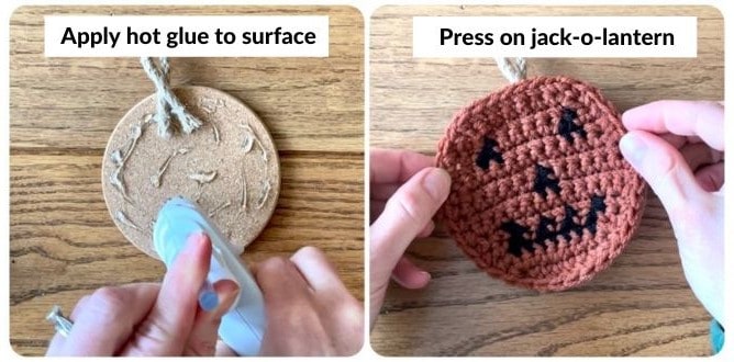 Crochet jack-o-lantern coasters