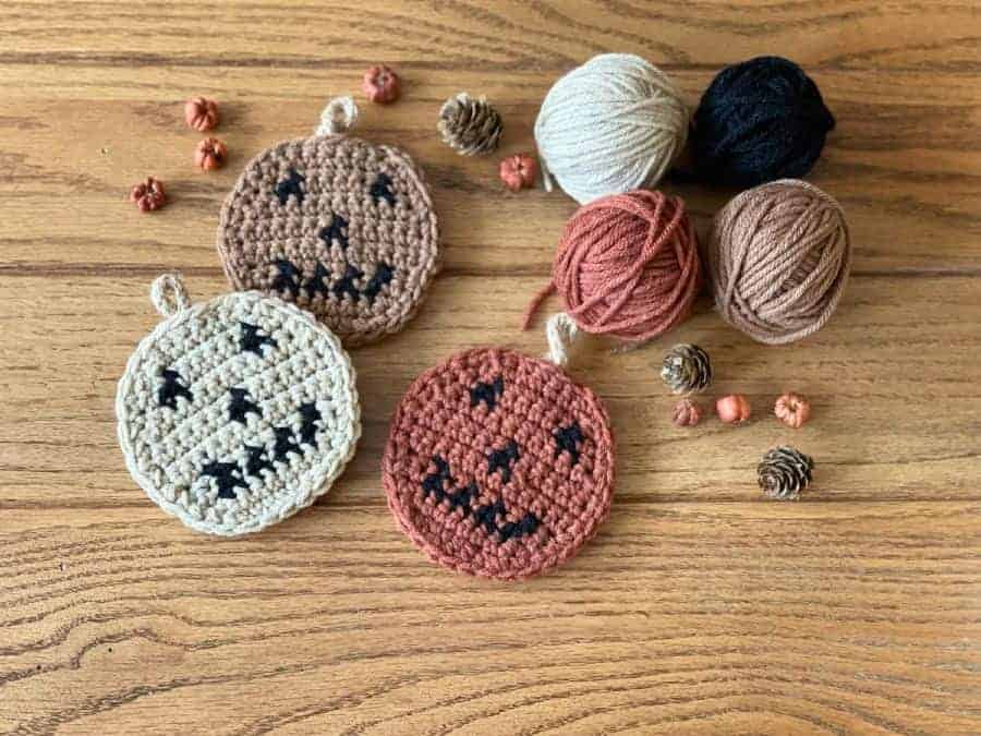 Crochet Jack-O-Lantern Coasters