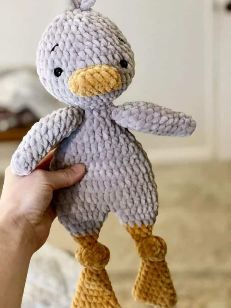 Cute duck made with chenille yarn